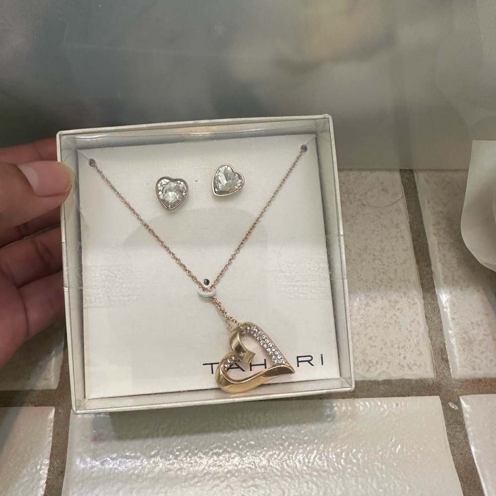 Tahari Gold and Silver Heart Earrings